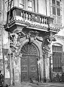 Baroque atlantes of the Hôtel de Ville doorway, Toulon, France, by Pierre Puget, 1656