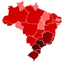 H1N1 Brazil map by confirmed cases