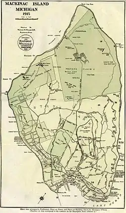 Map of Mackinac Island, MI, by Morgan H. Wright, E.M., Marquette, MI.