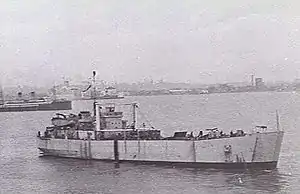HMAS Labuan leaving Williamstown, Victoria for Macquarie Island in May 1949