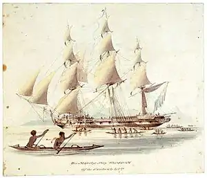 A watercolour of an 18th-century naval ship