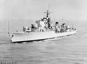Daring class destroyer, HMS Diamond, July 1952
