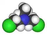 Spacefill model of HN1 (nitrogen mustard)