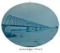 Iowa Central R'y Bridge at Keithsburg, Ill., 1889: cyanotype No. 204 from Mackenzie album