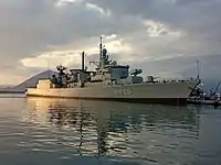 HS Adrias (F-459) anchored in the old (north) port of Patras, Greece (June 2020)