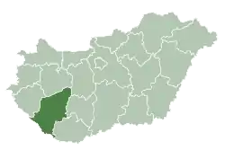 Map of Hungary highlighting Somogy County
