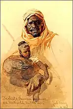 Bachist, a Howazeen Bedawee and Mabzookh, his Little Son (1857)