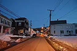 Houses on Habicht St. at dusk