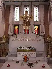 Eduard Herzmansky's family tomb, note the stained glass windows.