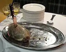 Haggis on a platter at a Burns supper