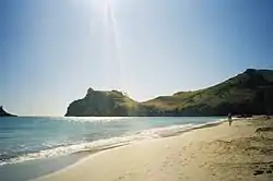 View of beach and Te Pare Point from the North