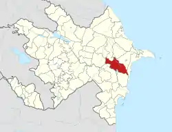 Map of Azerbaijan showing Hajigabul District
