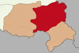 Map showing Yüksekova District in Hakkâri Province