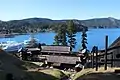 Panorama vew of ancient Hakone Barrier area and Lake Ashi