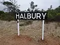 The new Halbury railway station sign, as installed