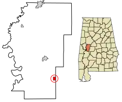 Location within Hale County and Alabama