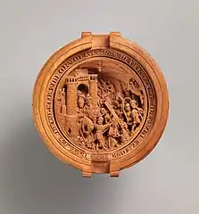 "Half of a Prayer Bead with Jesus Carrying the Cross and the Crucifixion", early 16th century, Metropolitan Museum of Art