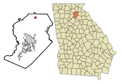 Location in Hall County and the state of Georgia