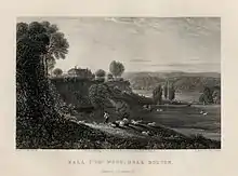 Hall i' th' Wood, near Bolton engraving by Thomas Higham after William Linton, 1835.