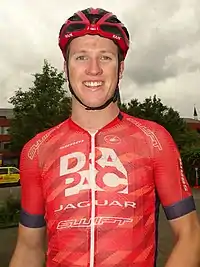 male cyclist in racing outfit