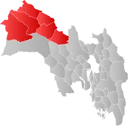 Map of Hallingdal and municipalities within Viken County