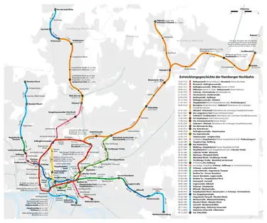 Map showing the network development
