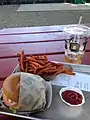 Hamburger with sweet potato fries