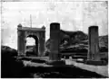 Scene of Dongnimmun looking down the Plinths of Yeongeunmun Gate