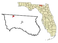 Location in Hamilton County and the state of Florida