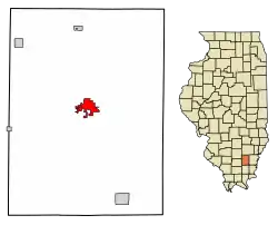 Location of McLeansboro in Hamilton County, Illinois.