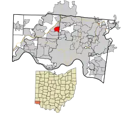 Location in Hamilton County and the state of Ohio