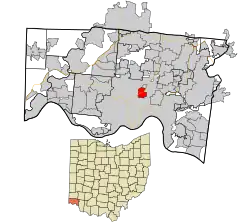 Location in Hamilton County and the state of Ohio