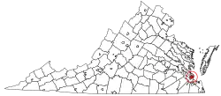 State map highlighting Hampton