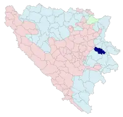 Location of Han Pijesak within Bosnia and Herzegovina