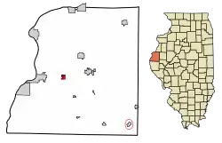 Location of Elvaston in Hancock County, Illinois.