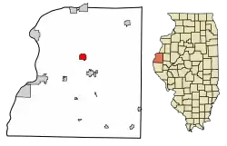 Location of Ferris in Hancock County, Illinois.