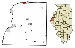 Location of Pontoosuc in Hancock County, Illinois.