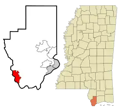 Location of Pearlington, Mississippi