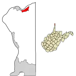 Location of Chester in Hancock County, West Virginia.