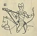Early petronel, from a manuscript in the ancient library of Burgundy, by Glockenthon, of the arms of the Emperor Maximilian I (1505).