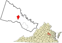 Location in Hanover County and the state of Virginia