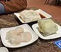 Har gow (bottom left) served at a Chinese restaurant in the Sunset District of San Francisco