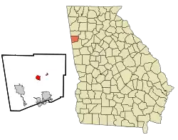 Location in Haralson County and the state of Georgia