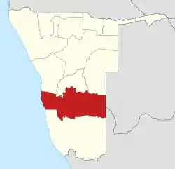 Location of the Hardap Region in Namibia