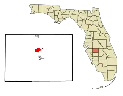 Location in Hardee County and the state of Florida