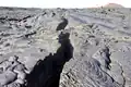Cracked hardened lava flow on the island
