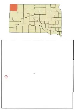 Location in Harding County and the state of South Dakota