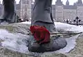 A rose left by a passerby