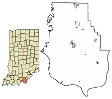 Location of Elizabeth in Harrison County, Indiana.