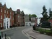 View of the north of the High Street Taken from the junction of Church HillSome of the buildings are those of Harrow School